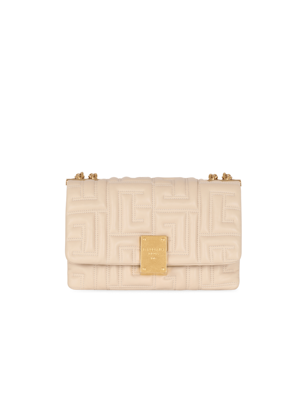 Women\'s Balmain 1945 Soft Small In Quilted Leather Shoulder Bags Beige | USA LNzjfoCU