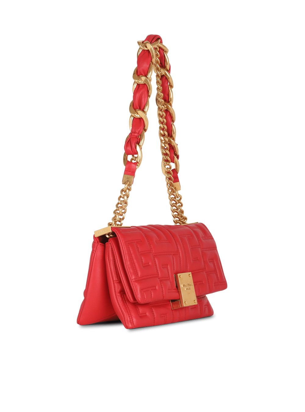 Women's Balmain 1945 Soft Small In Quilted Leather Crossbody Bags Red | USA qJ1Wmu6x