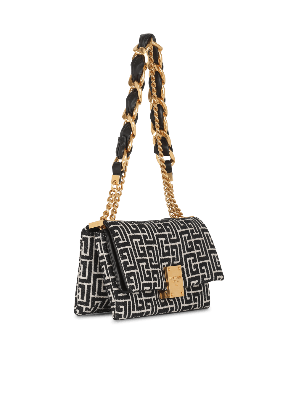 Women's Balmain 1945 Soft Small With Jacquard Monogram Crossbody Bags Black | USA 2nWcG2rV