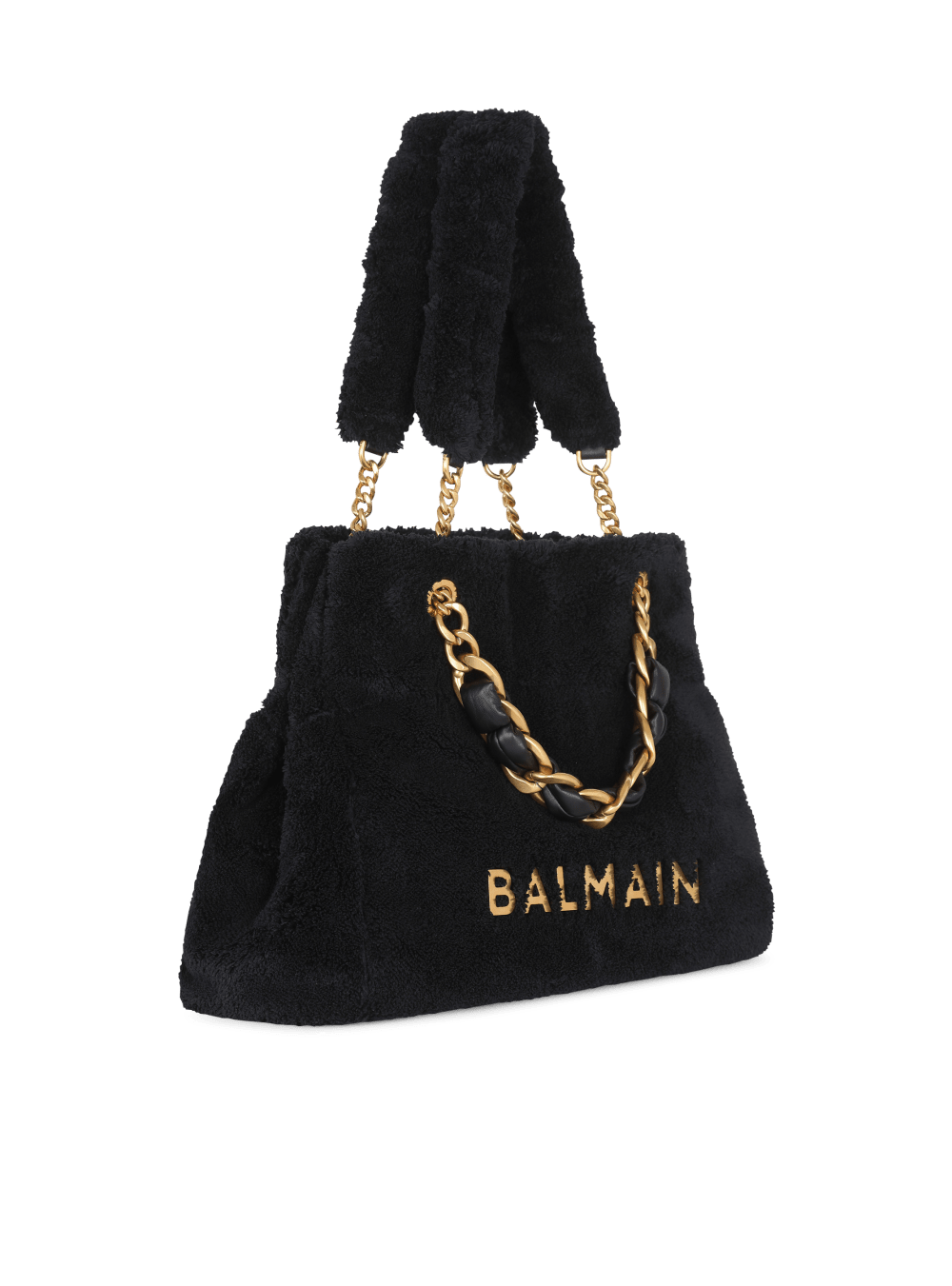 Women's Balmain 1945 Soft Terry Cloth Tote Bags Black | USA OyLwNTWZ