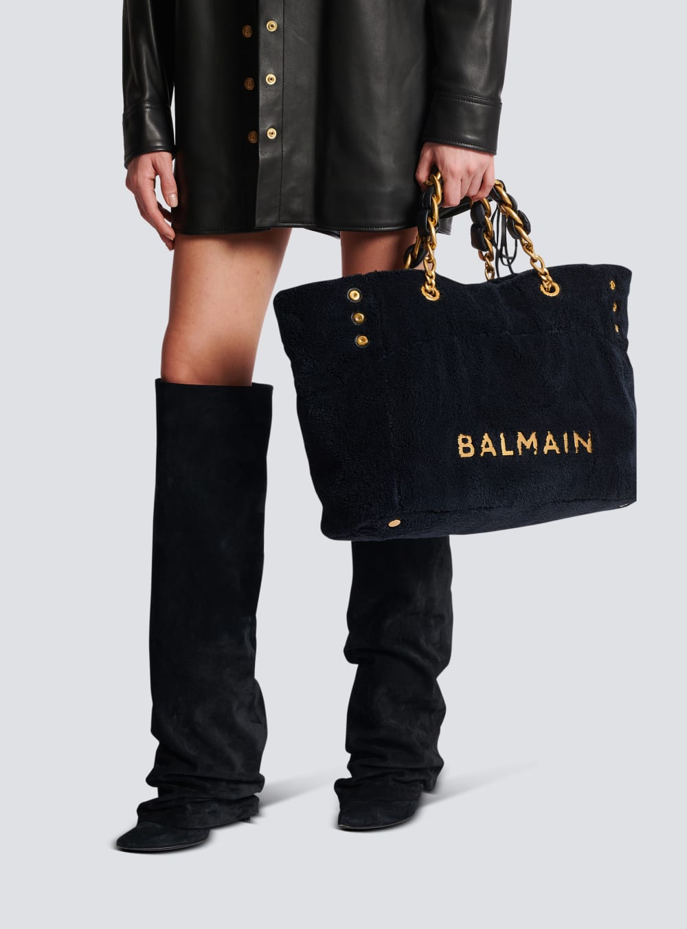 Women's Balmain 1945 Soft Terry Cloth Tote Bags Black | USA OyLwNTWZ