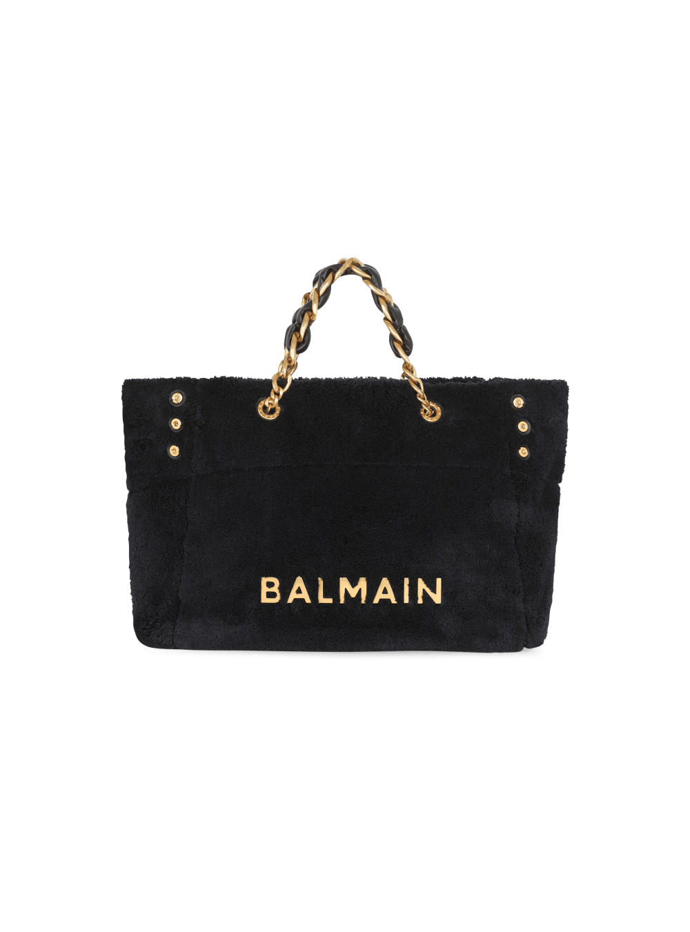 Women\'s Balmain 1945 Soft Terry Cloth Tote Bags Black | USA OyLwNTWZ