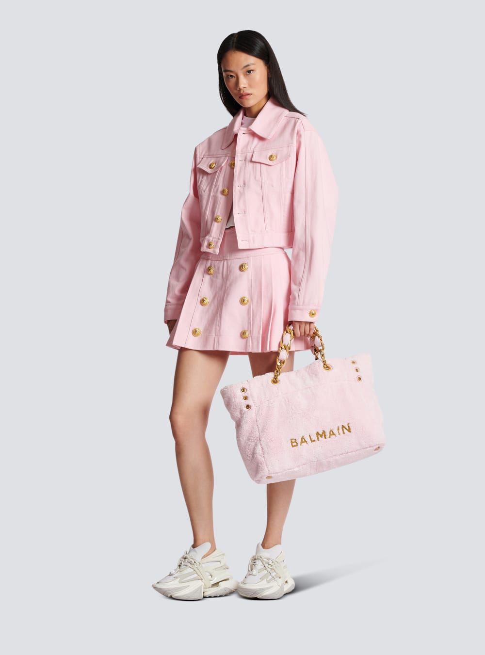 Women's Balmain 1945 Soft Terry Cloth Tote Bags Pink | USA luX4hmD4