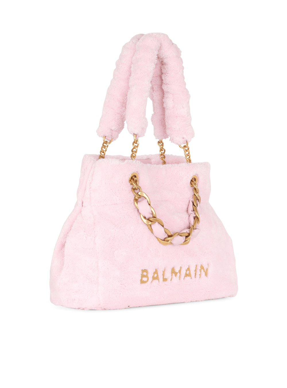 Women's Balmain 1945 Soft Terry Cloth Tote Bags Pink | USA luX4hmD4