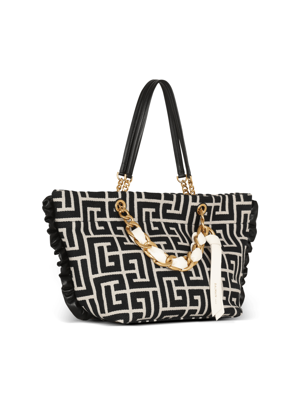 Women's Balmain 1945 Soft With Jacquard Monogram Tote Bags Black | USA Xjc9WiWY