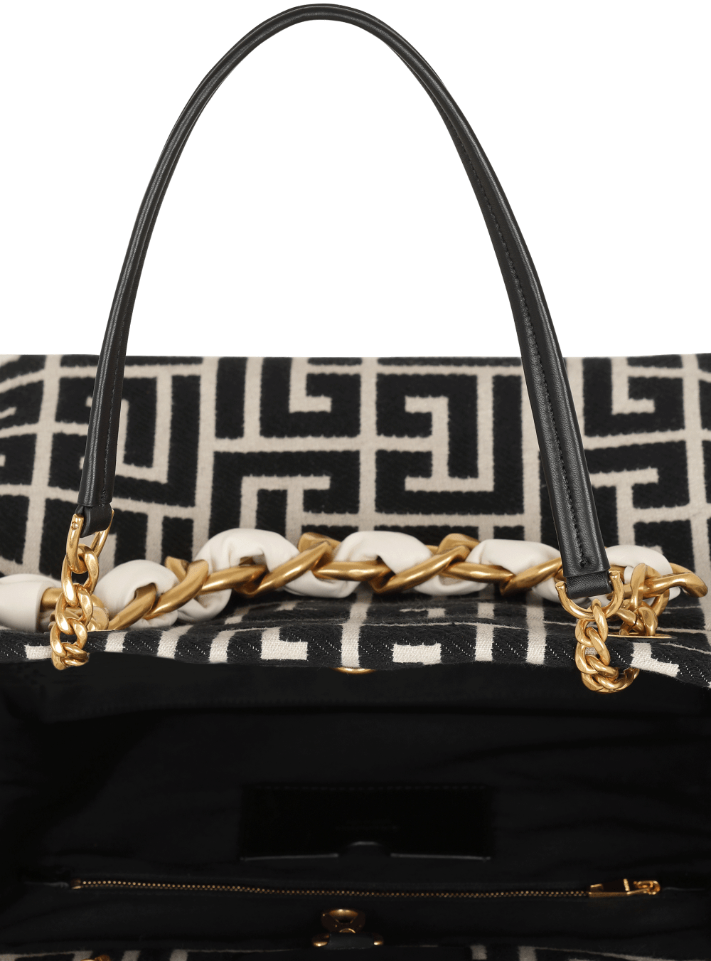 Women's Balmain 1945 Soft With Jacquard Monogram Tote Bags Black | USA Xjc9WiWY