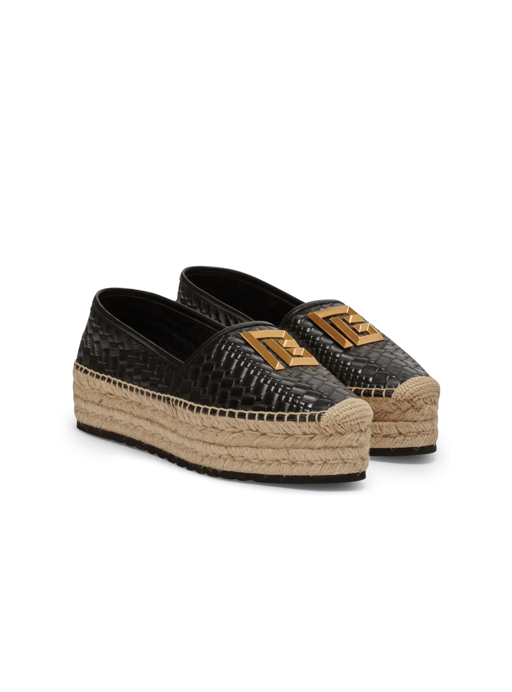 Women's Balmain Alex In Crocodile Effect Leather Espadrille Black | USA V568C4sf