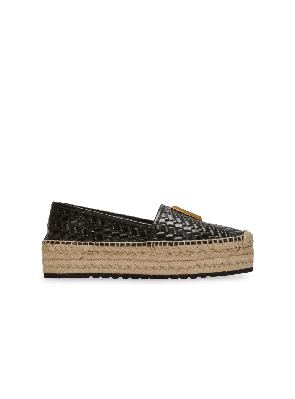 Women\'s Balmain Alex In Crocodile Effect Leather Espadrille Black | USA V568C4sf