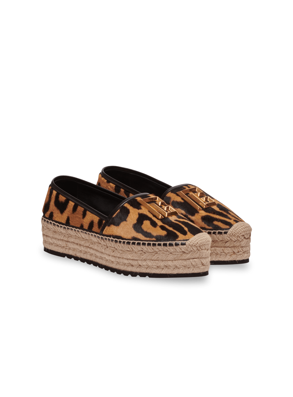 Women's Balmain Alex In Leopard-print Leather Espadrille Brown | USA QNDLCvxU