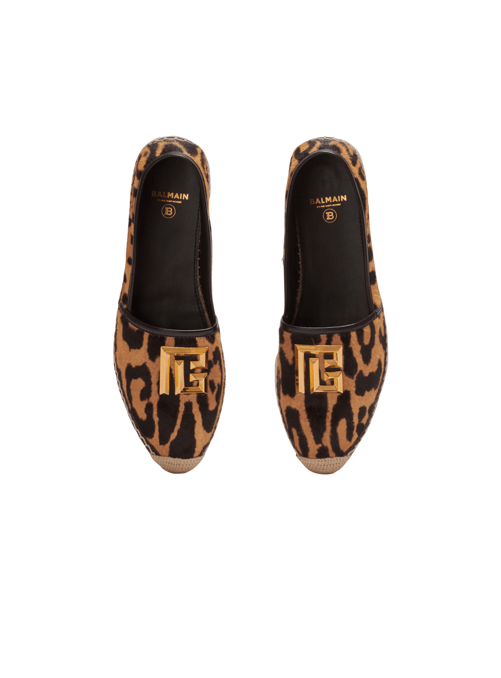 Women's Balmain Alex In Leopard-print Leather Espadrille Brown | USA QNDLCvxU