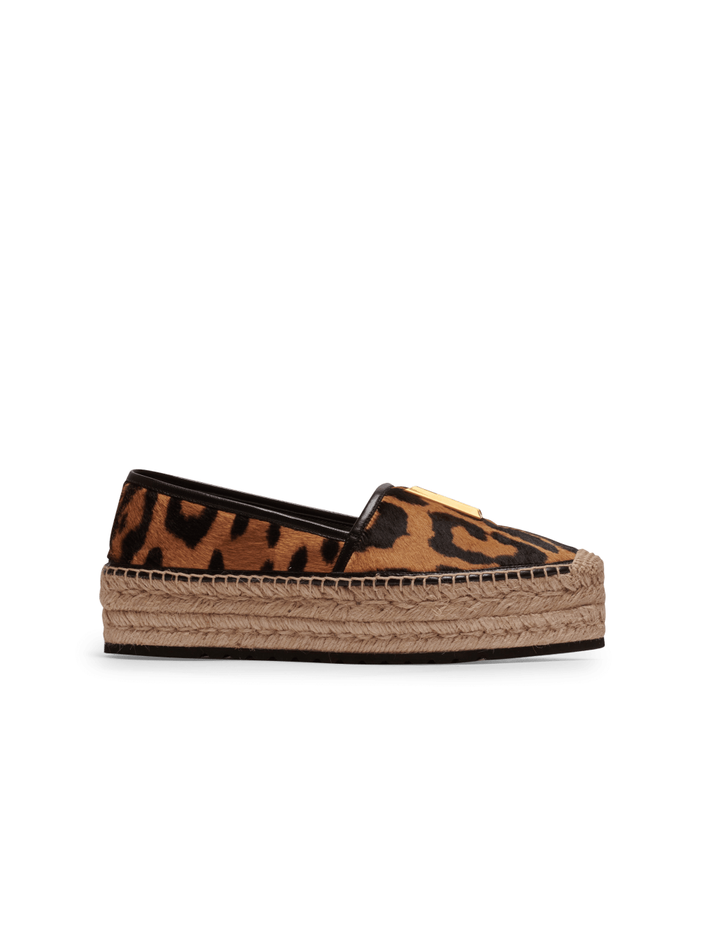 Women\'s Balmain Alex In Leopard-print Leather Espadrille Brown | USA QNDLCvxU