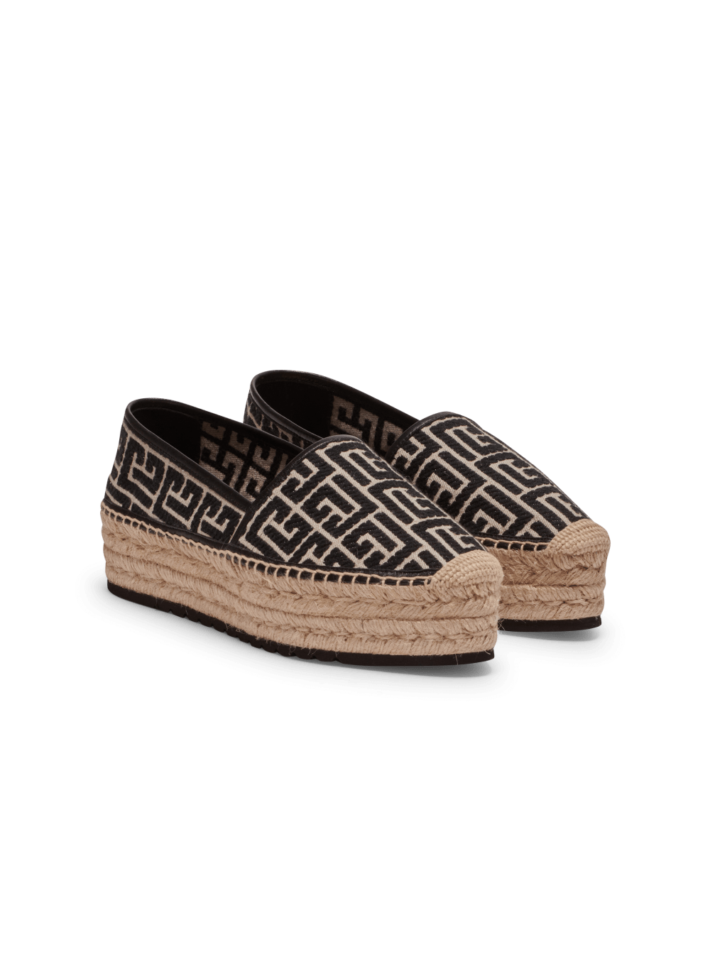 Women's Balmain Alex With Jacquard Monogram Espadrille Black | USA fOJDHieD