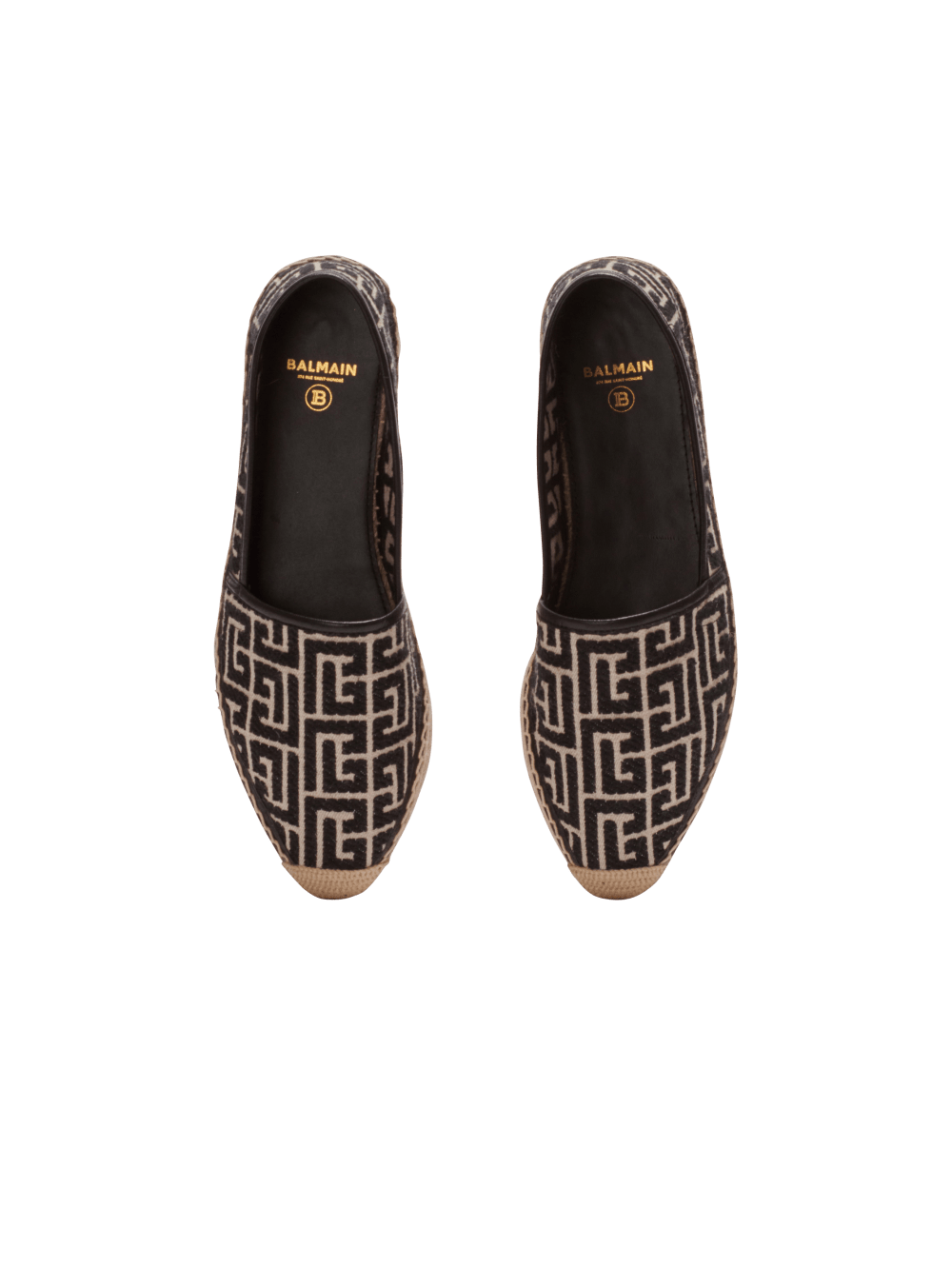 Women's Balmain Alex With Jacquard Monogram Espadrille Black | USA fOJDHieD