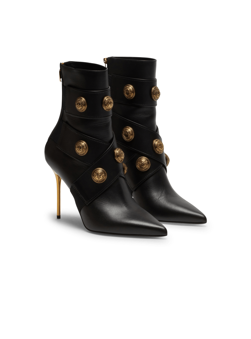 Women's Balmain Alma Leather Ankle Boots Black | USA aZeu2dH5