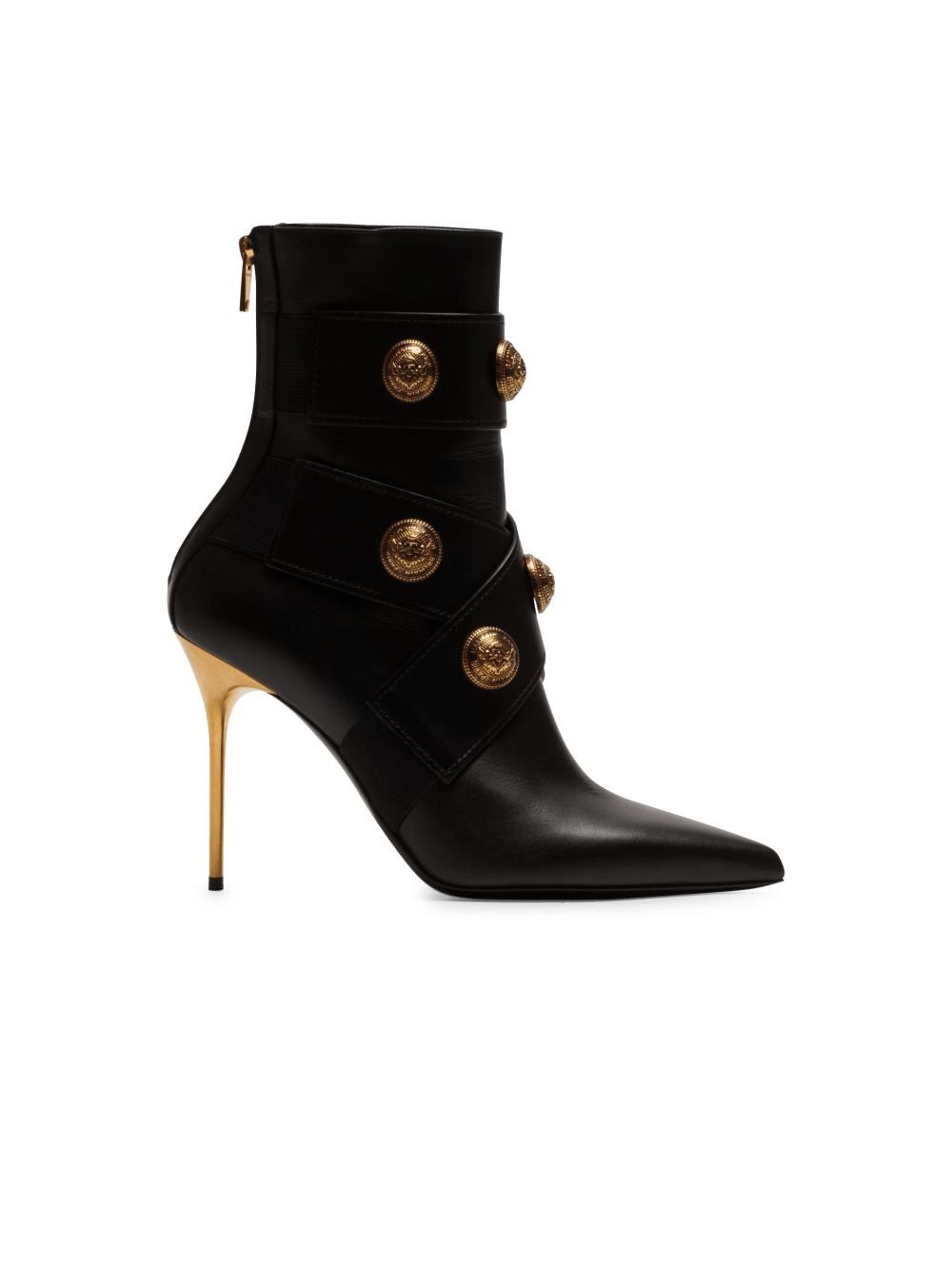 Women\'s Balmain Alma Leather Ankle Boots Black | USA aZeu2dH5