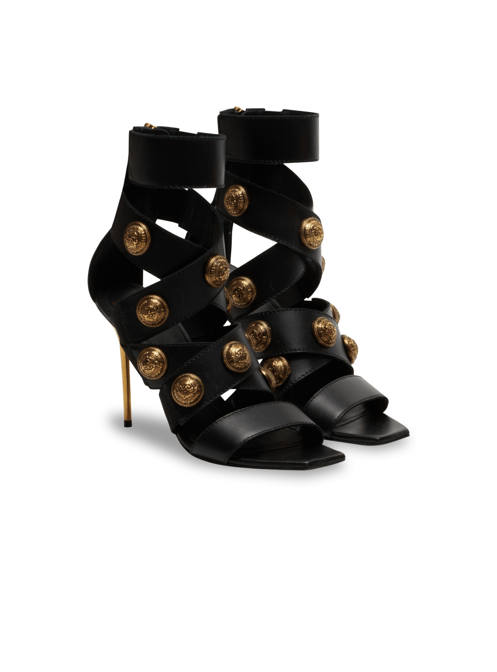 Women's Balmain Alma Leather Sandals Black | USA DNxdssfm