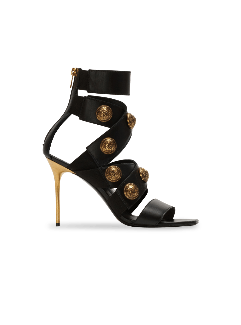 Women\'s Balmain Alma Leather Sandals Black | USA DNxdssfm