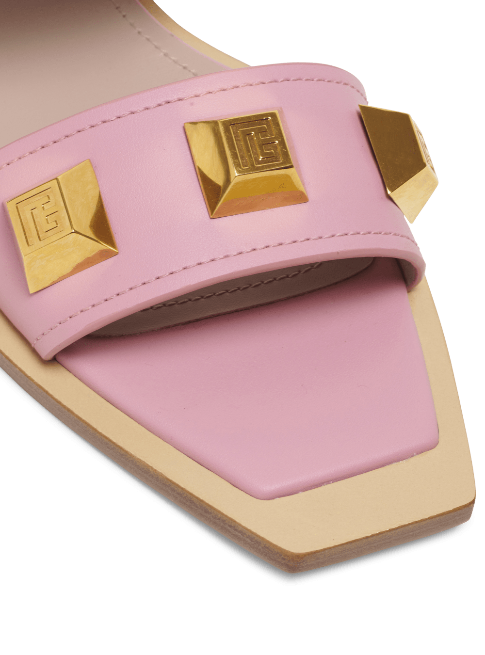 Women's Balmain Ana Flat In Smooth Leather Slides Pink | USA 8z3OPymn