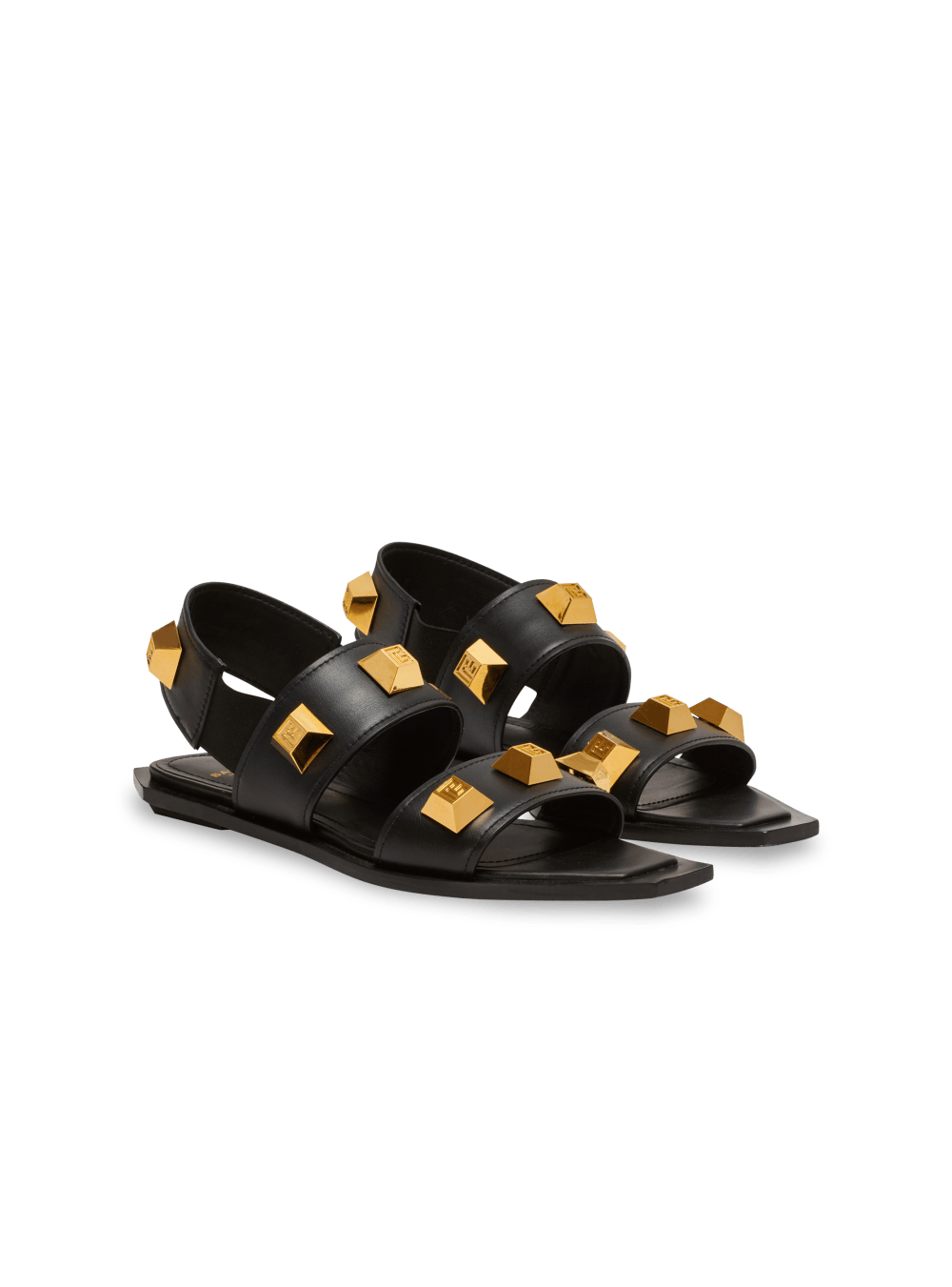 Women's Balmain Ana Leather Sandals Black | USA xkVKGp5w