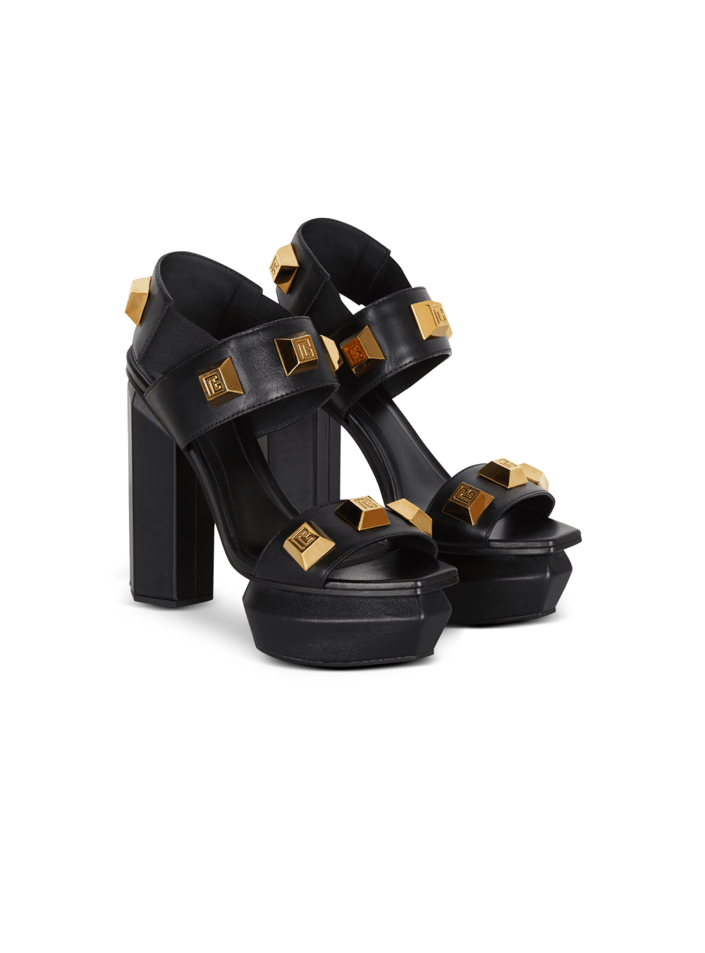 Women's Balmain Ava Leather Platform Sandals Black | USA EfdkXufr