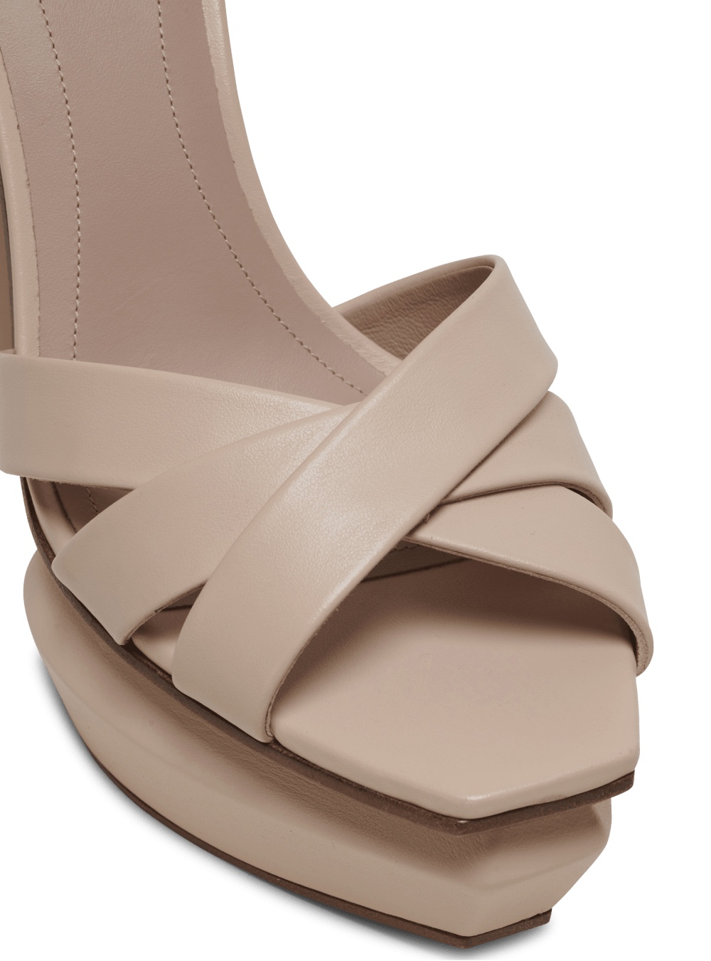 Women's Balmain Ava Leather Platform Sandals Beige | USA eQLYekuj