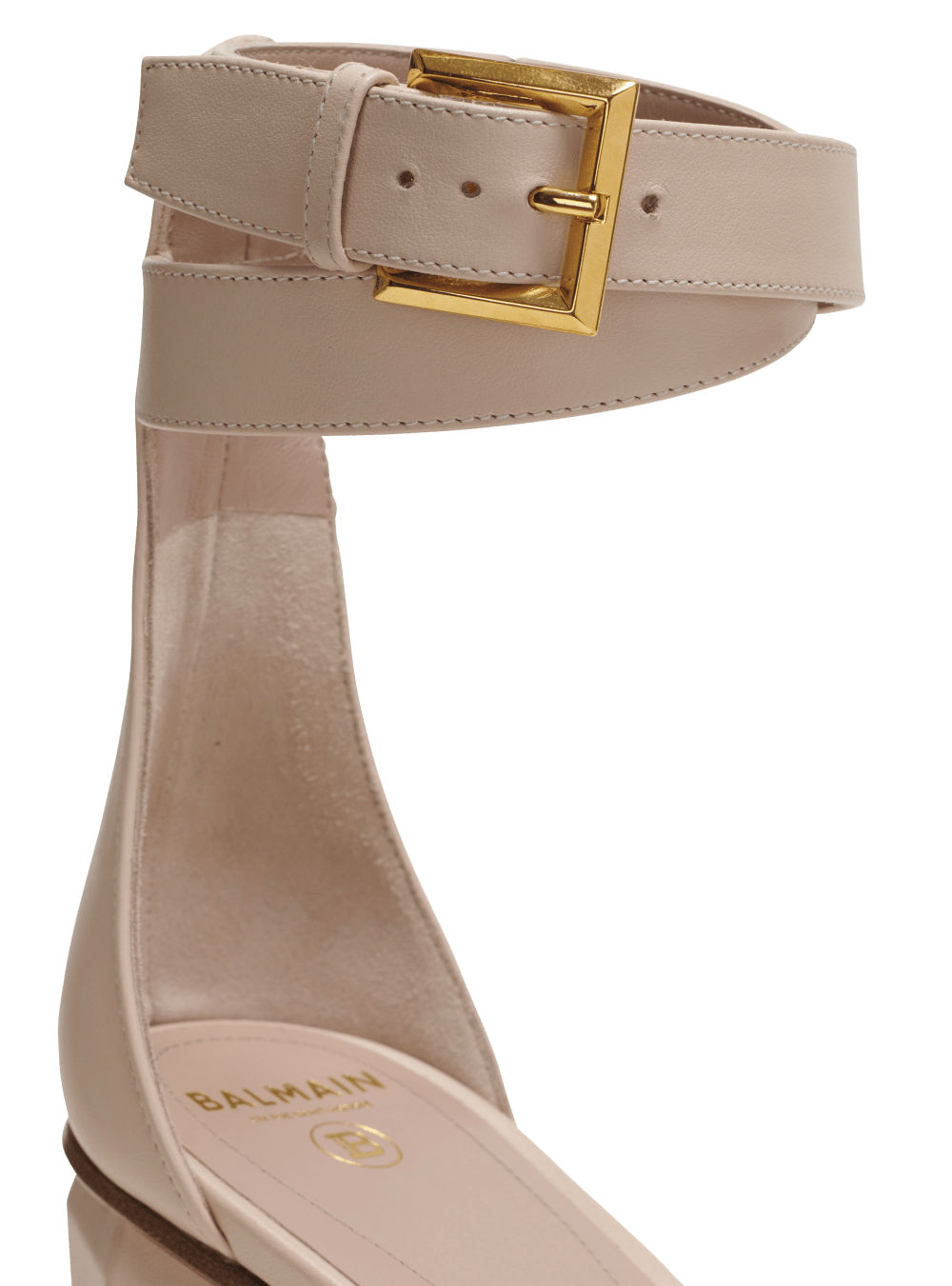 Women's Balmain Ava Leather Platform Sandals Beige | USA eQLYekuj