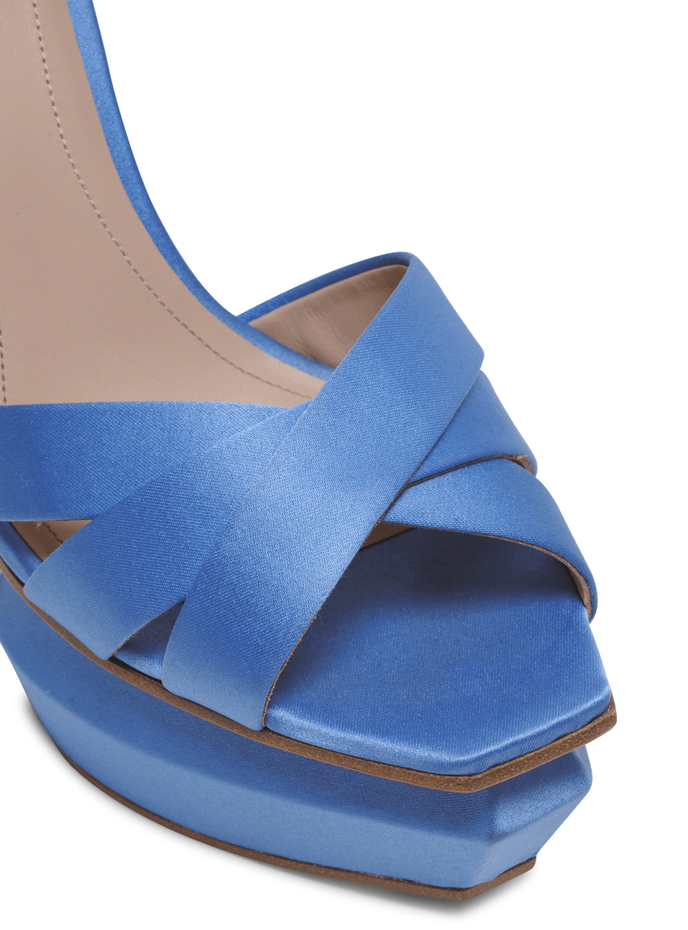 Women's Balmain Ava Satin Platform Sandals Blue | USA E66s4M8s