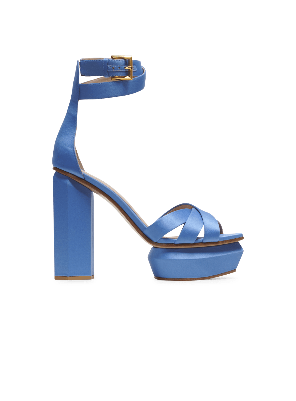 Women\'s Balmain Ava Satin Platform Sandals Blue | USA E66s4M8s