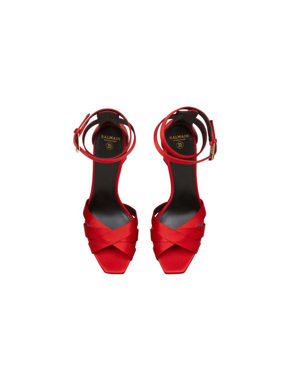 Women's Balmain Ava Satin Platform Sandals Red | USA IPOaDEcR