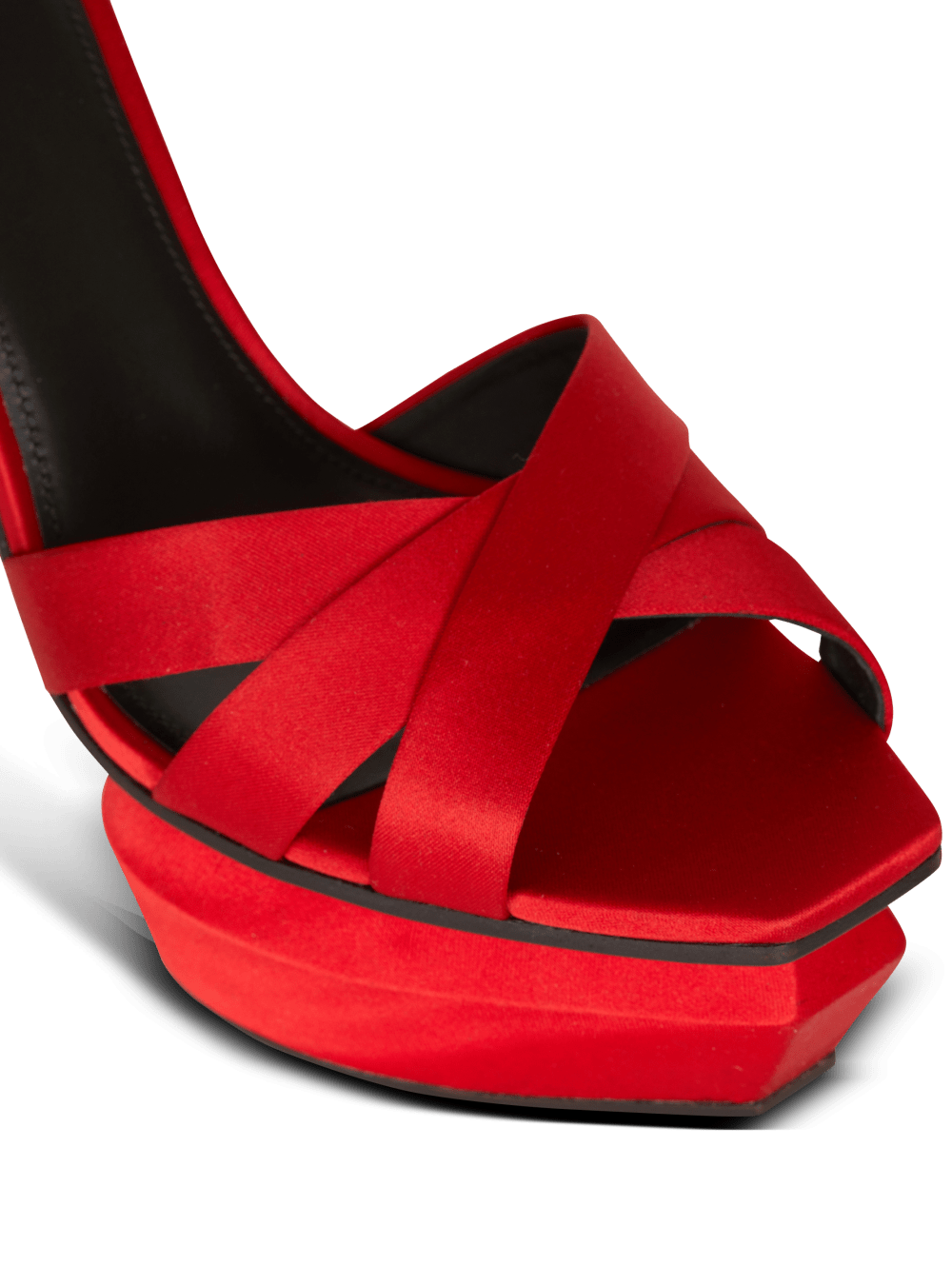 Women's Balmain Ava Satin Platform Sandals Red | USA IPOaDEcR