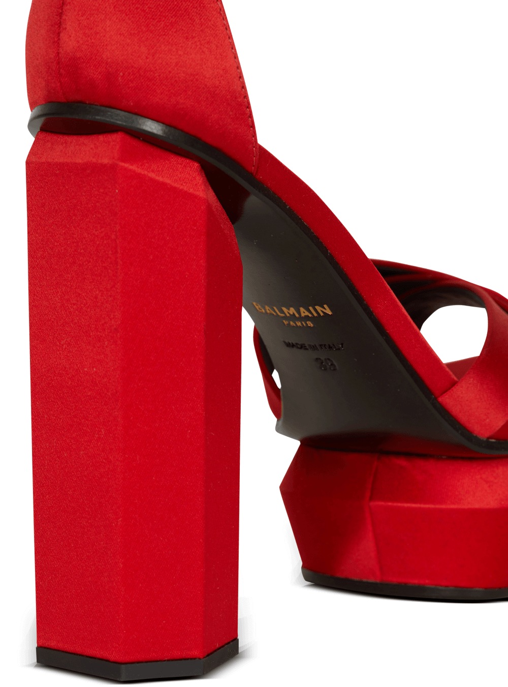 Women's Balmain Ava Satin Platform Sandals Red | USA IPOaDEcR