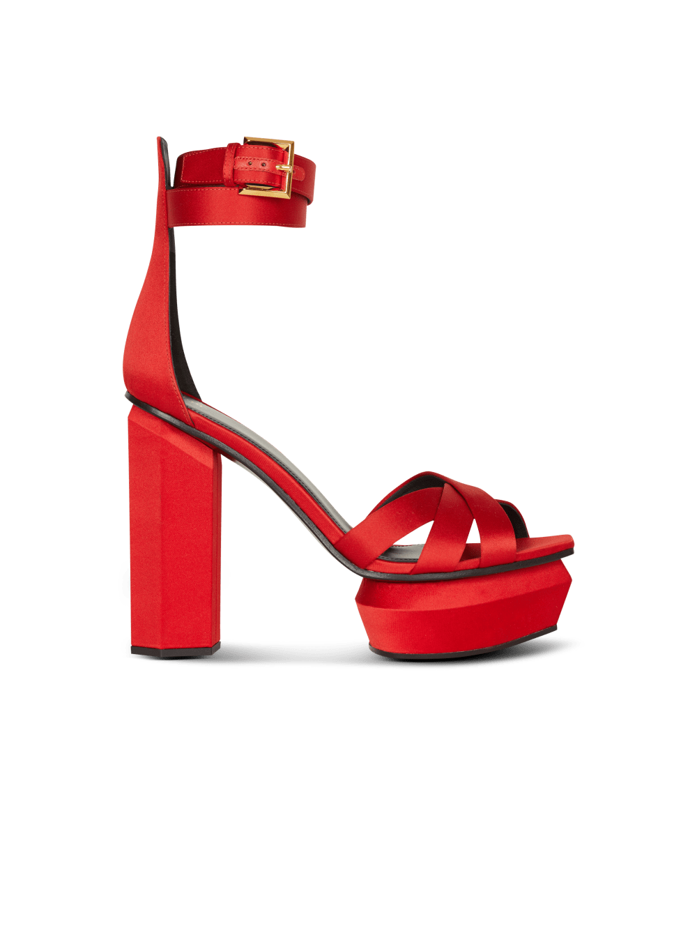 Women\'s Balmain Ava Satin Platform Sandals Red | USA IPOaDEcR