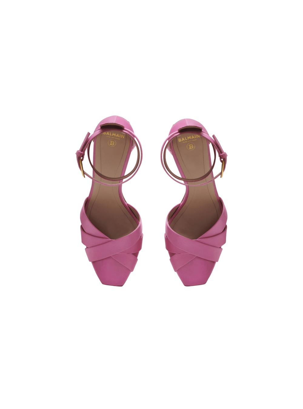 Women's Balmain Ava Satin Platform Sandals Pink | USA S4jmkUzt