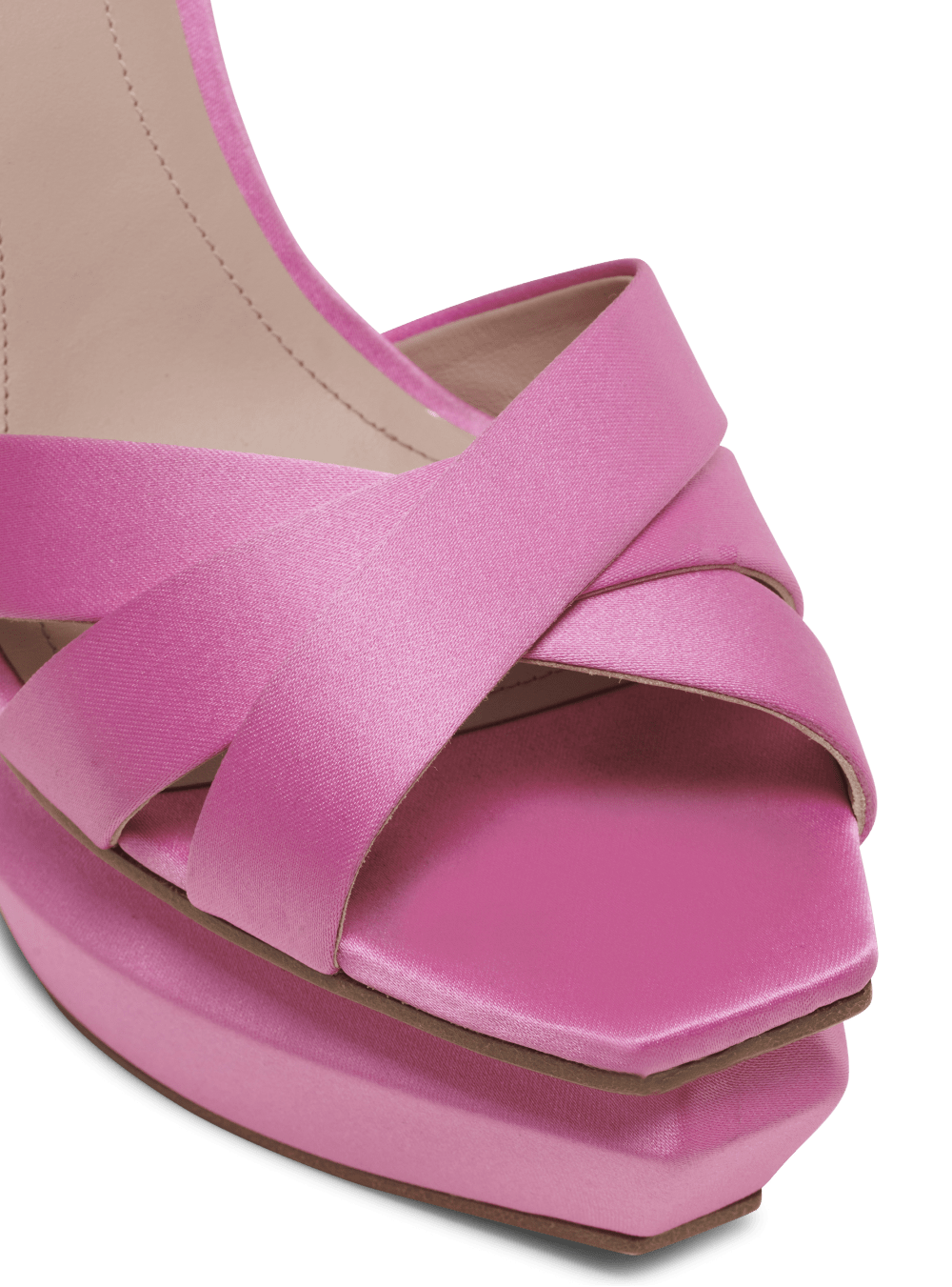 Women's Balmain Ava Satin Platform Sandals Pink | USA S4jmkUzt