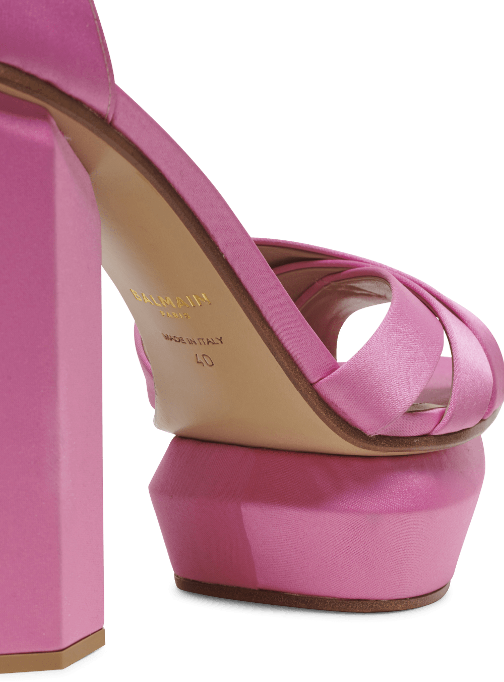 Women's Balmain Ava Satin Platform Sandals Pink | USA S4jmkUzt