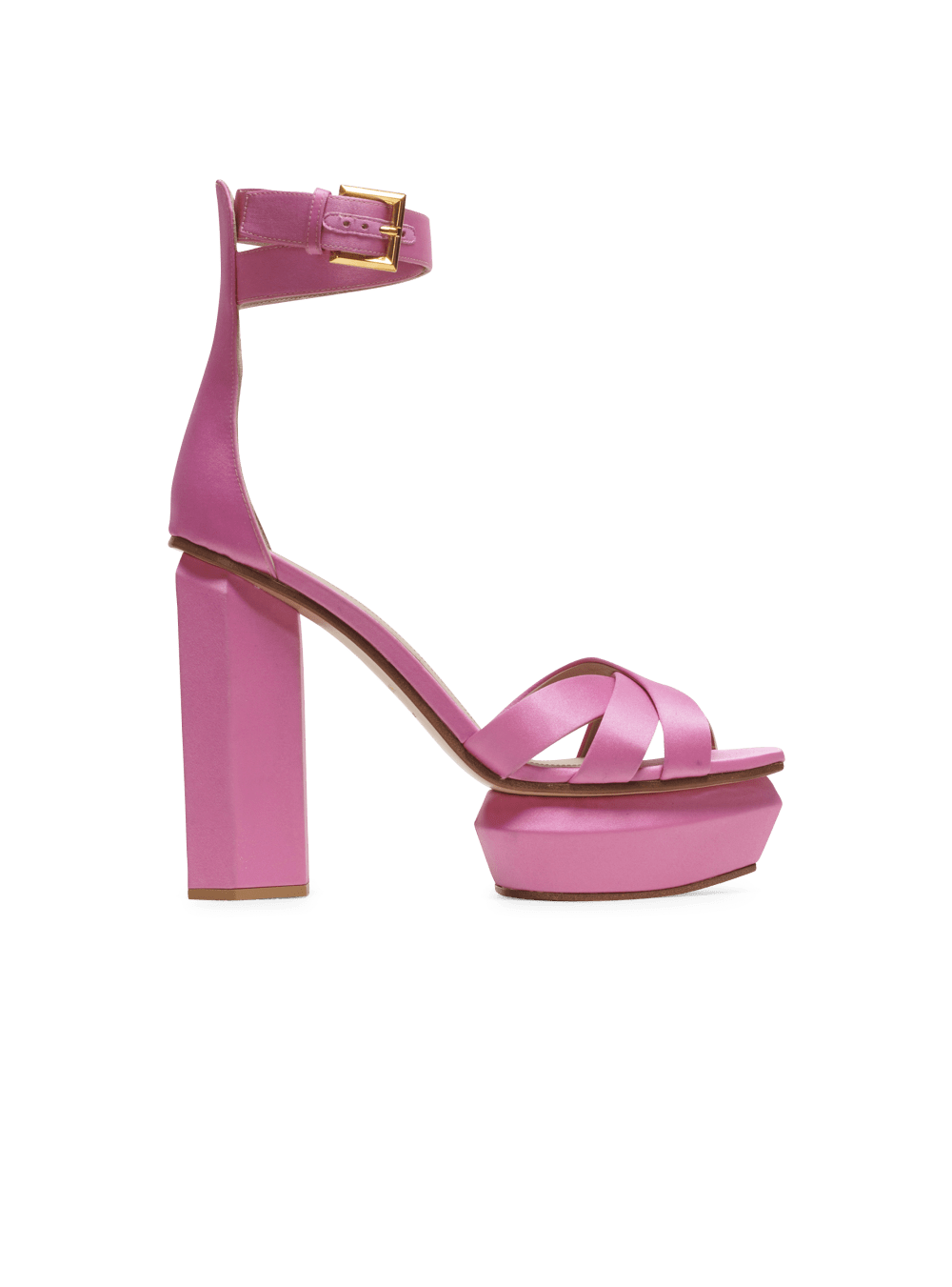 Women\'s Balmain Ava Satin Platform Sandals Pink | USA S4jmkUzt