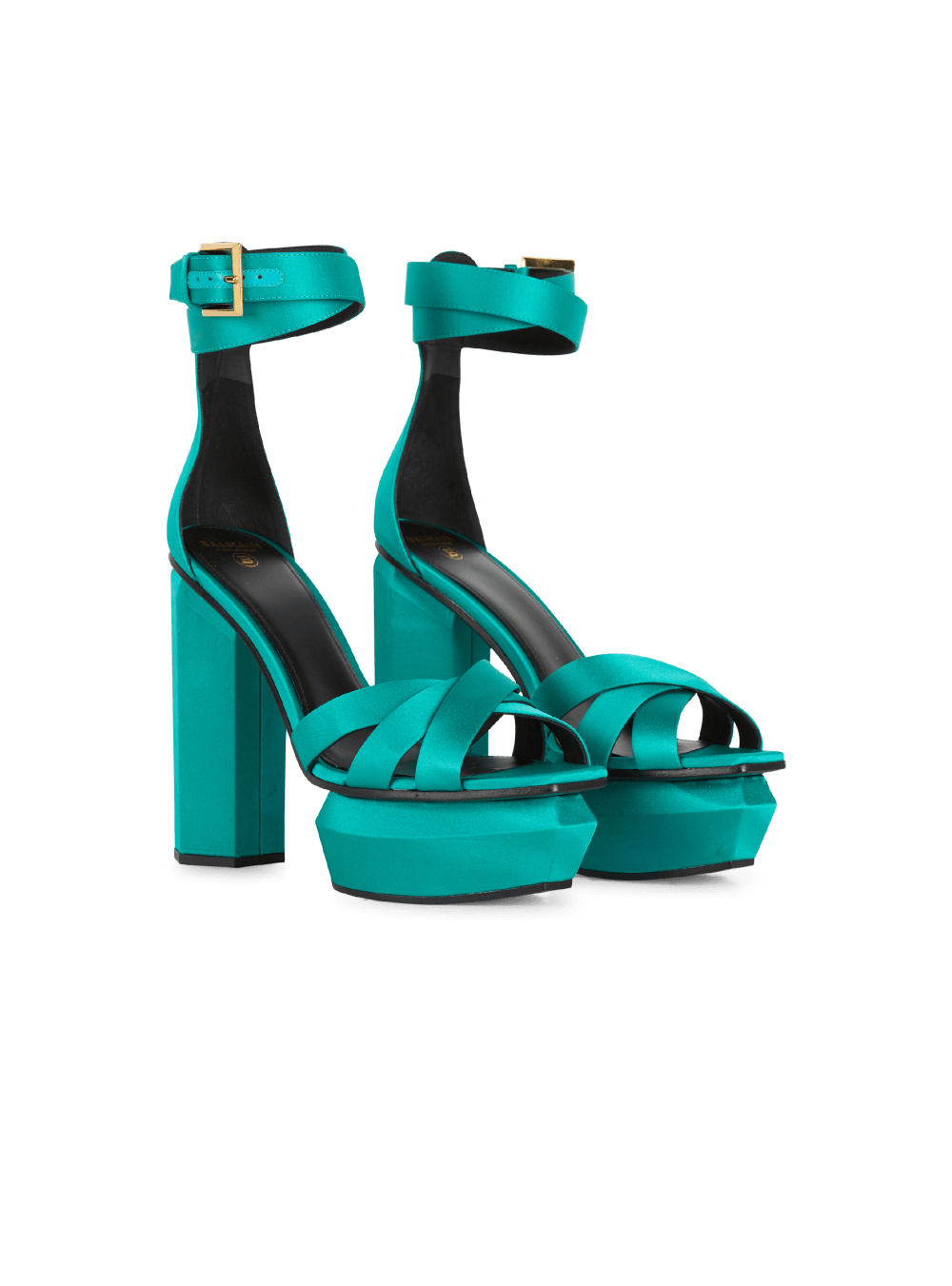 Women's Balmain Ava Satin Platform Sandals Green | USA tzqnytHt