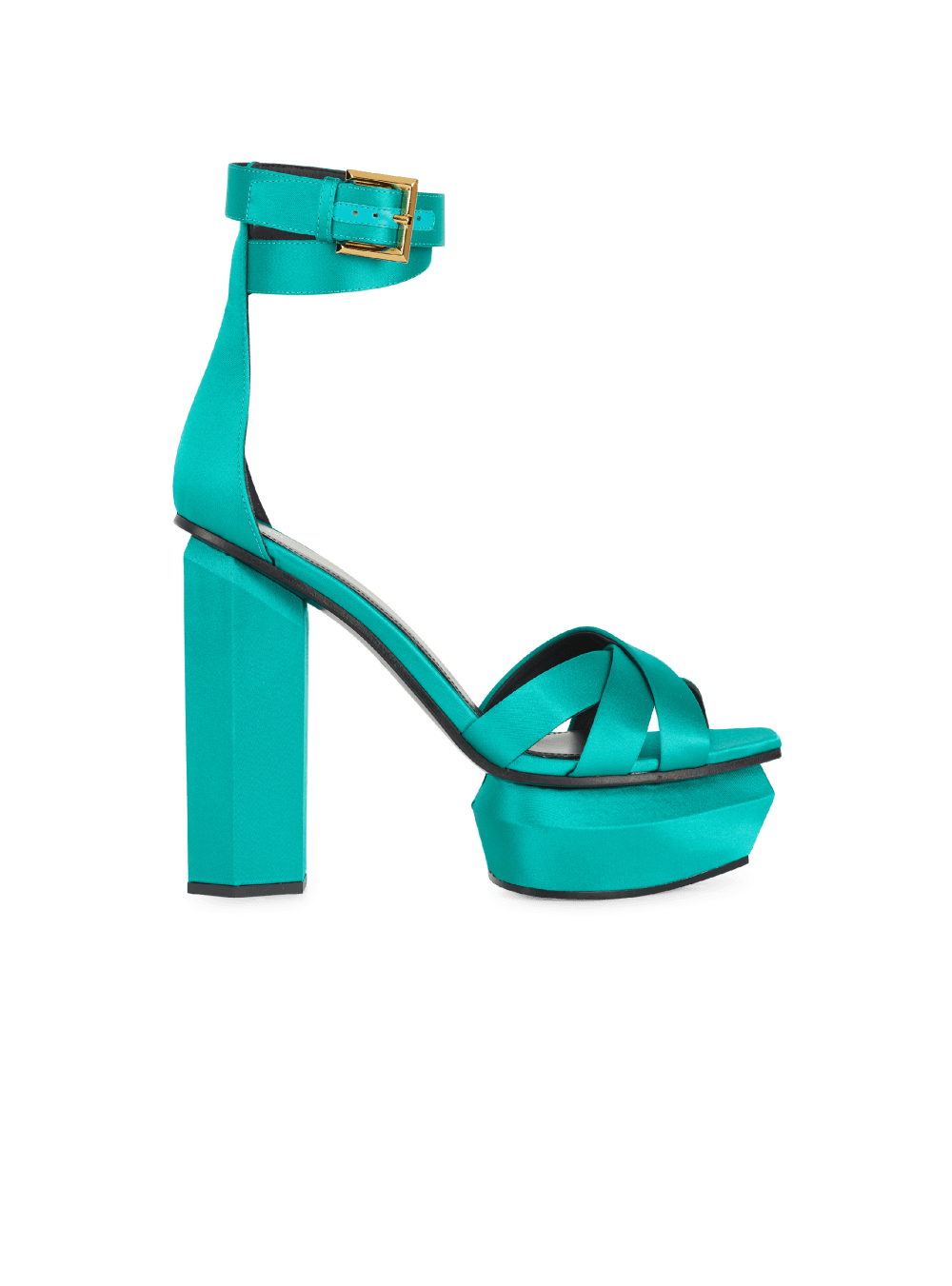 Women\'s Balmain Ava Satin Platform Sandals Green | USA tzqnytHt