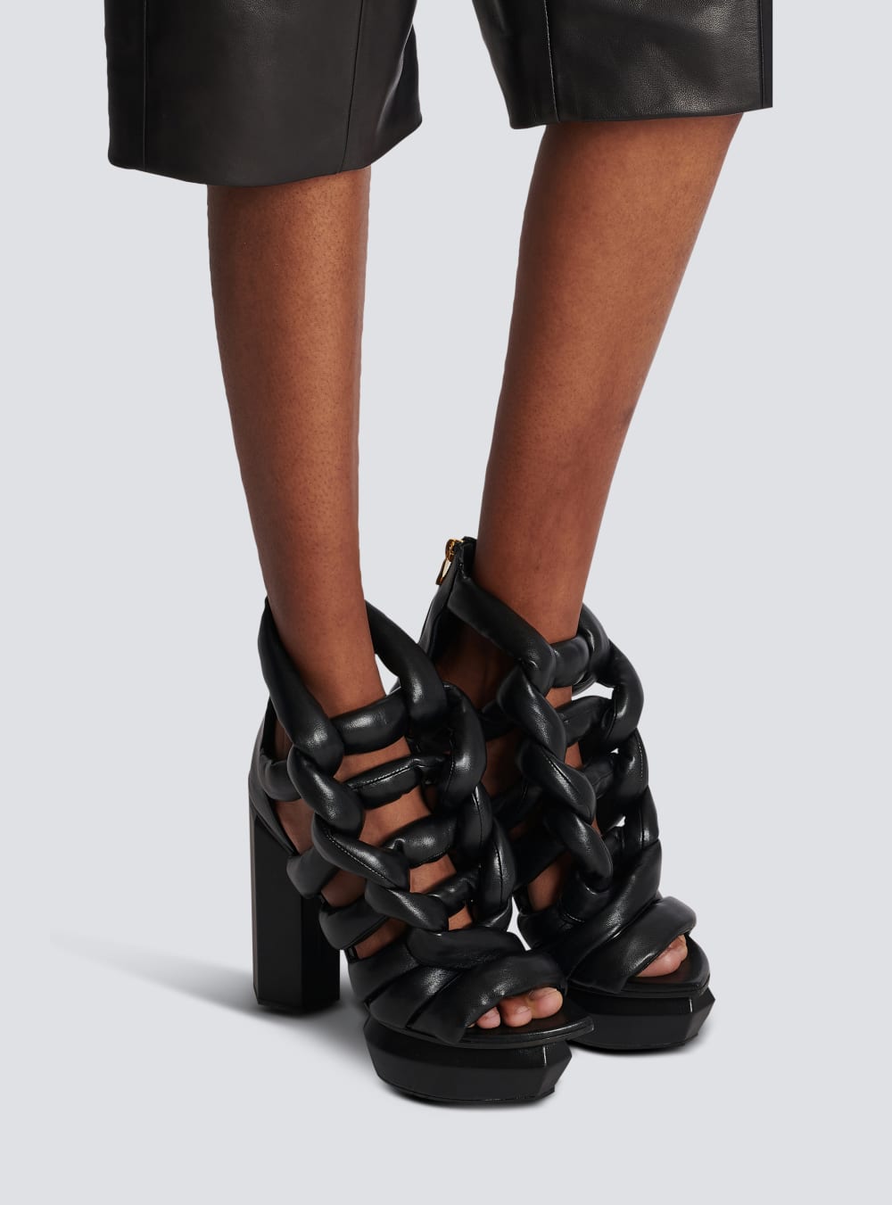 Women's Balmain Ava Strappy Platform Sandals Black | USA rgc7pZpi