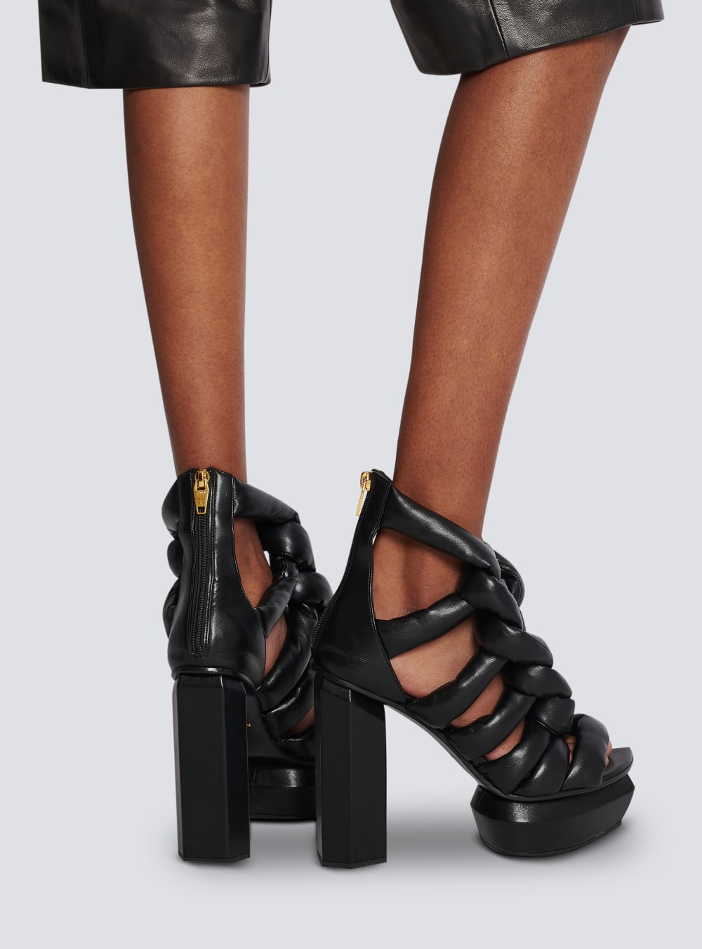 Women's Balmain Ava Strappy Platform Sandals Black | USA rgc7pZpi