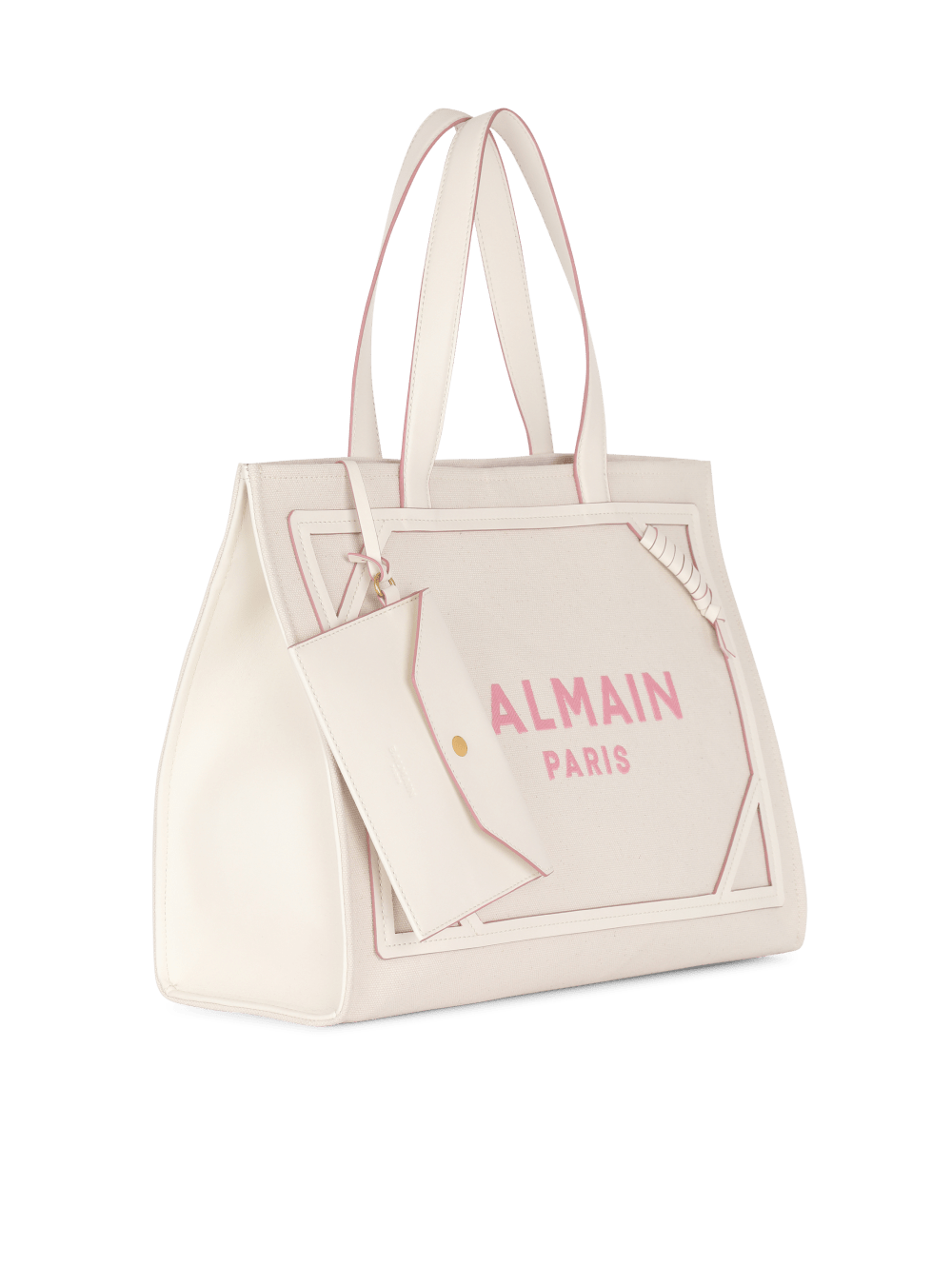 Women's Balmain B-Army 42 Canvas With Leather Details Tote Bags Beige | USA I5ygl2i5