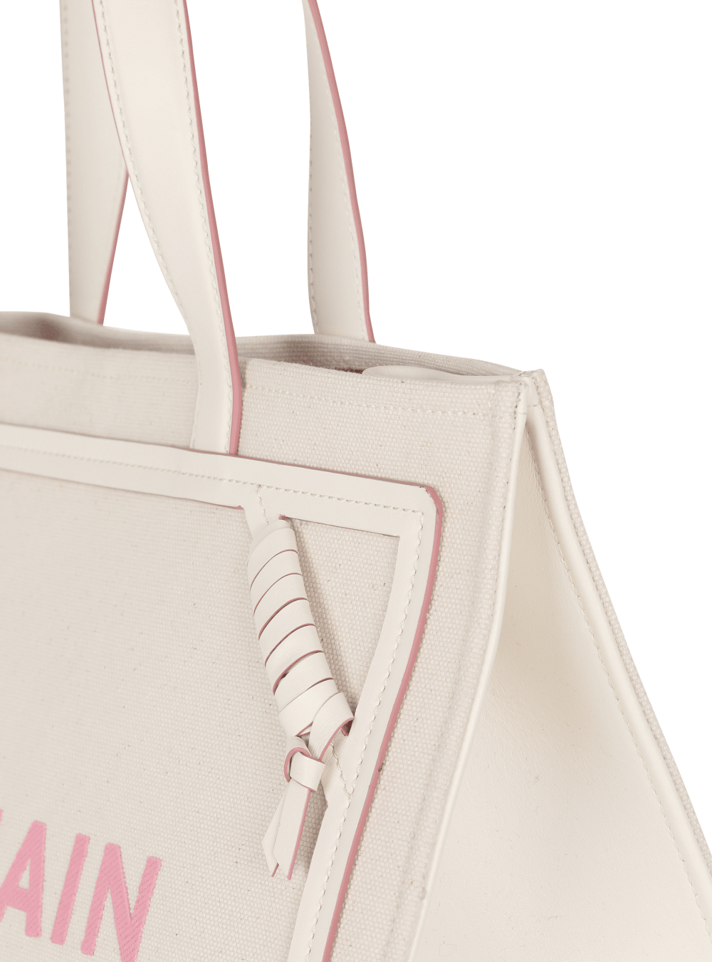 Women's Balmain B-Army 42 Canvas With Leather Details Tote Bags Beige | USA I5ygl2i5