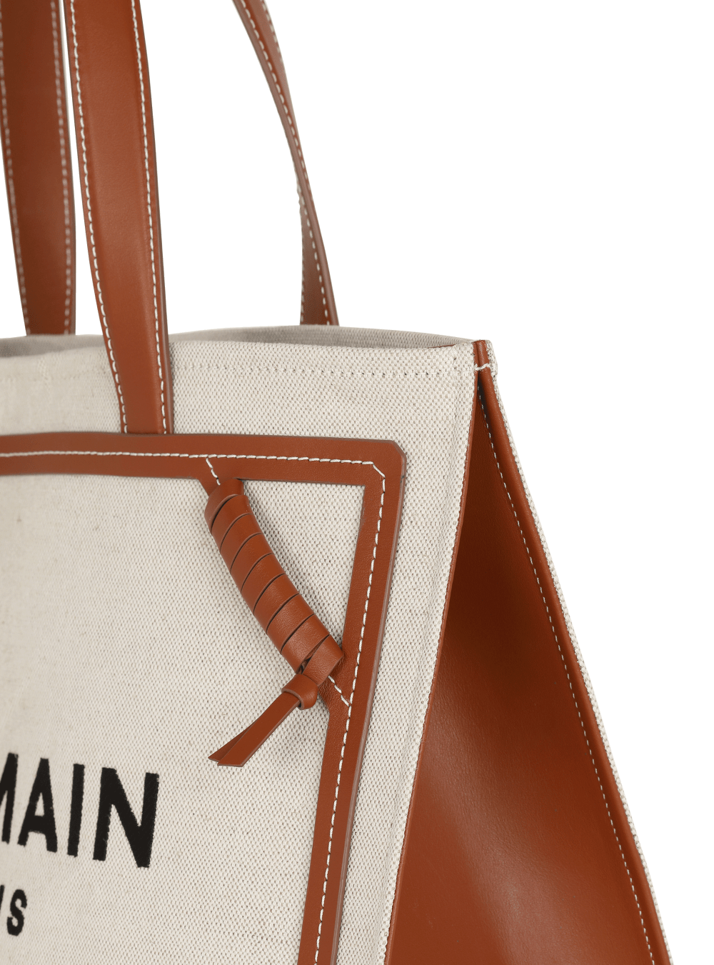 Women's Balmain B-Army 42 Canvas With Leather Details Tote Bags Beige | USA JRDRVSeR