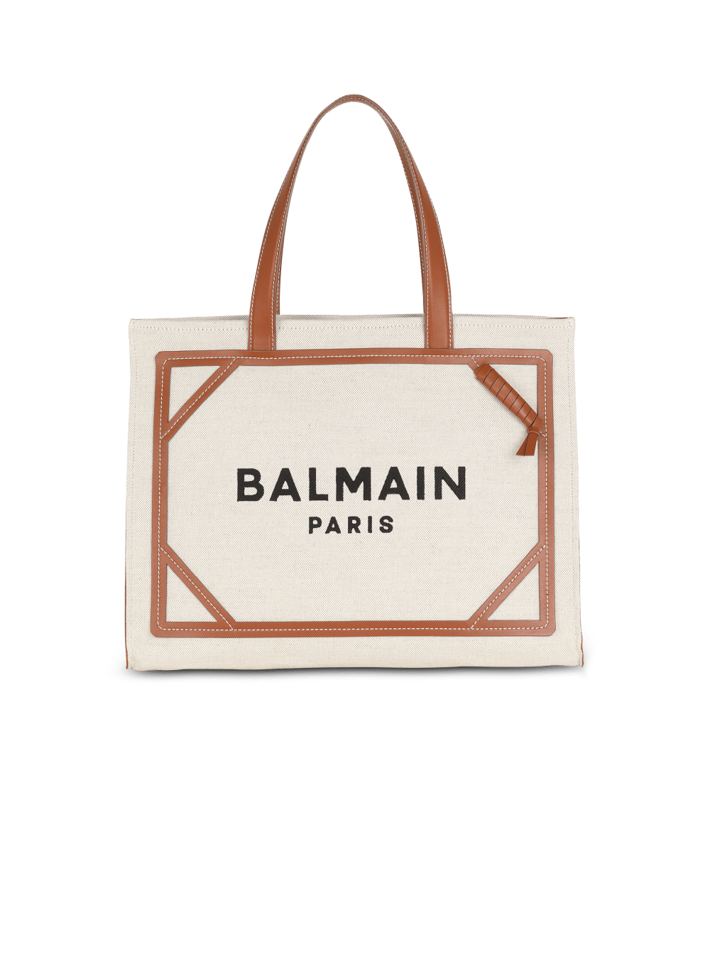 Women\'s Balmain B-Army 42 Canvas With Leather Details Tote Bags Beige | USA JRDRVSeR