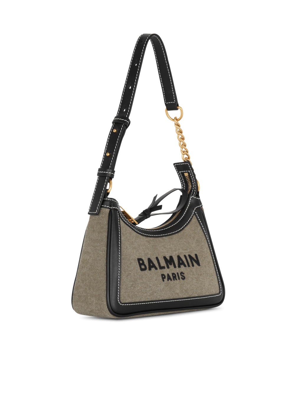 Women's Balmain B-Army Canvas With Leather Inserts Handbag Khaki | USA BIEHJypF