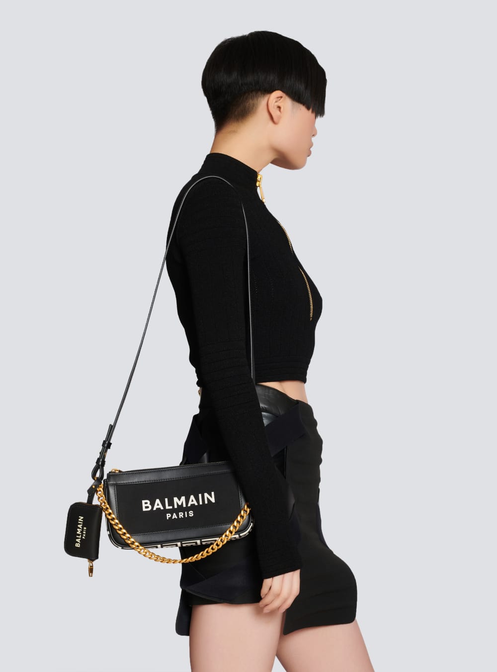 Women's Balmain B-Army Canvas With Leather Inserts Crossbody Bags Black | USA GwSZt3Gf