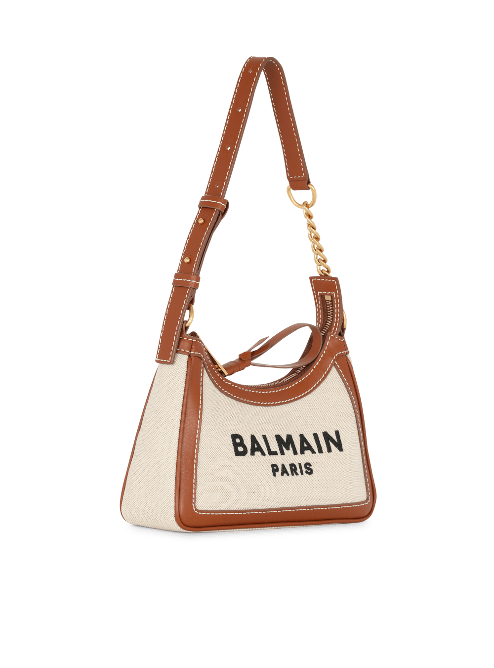 Women's Balmain B-Army Canvas With Leather Inserts Handbag Brown | USA XsrOVSE2