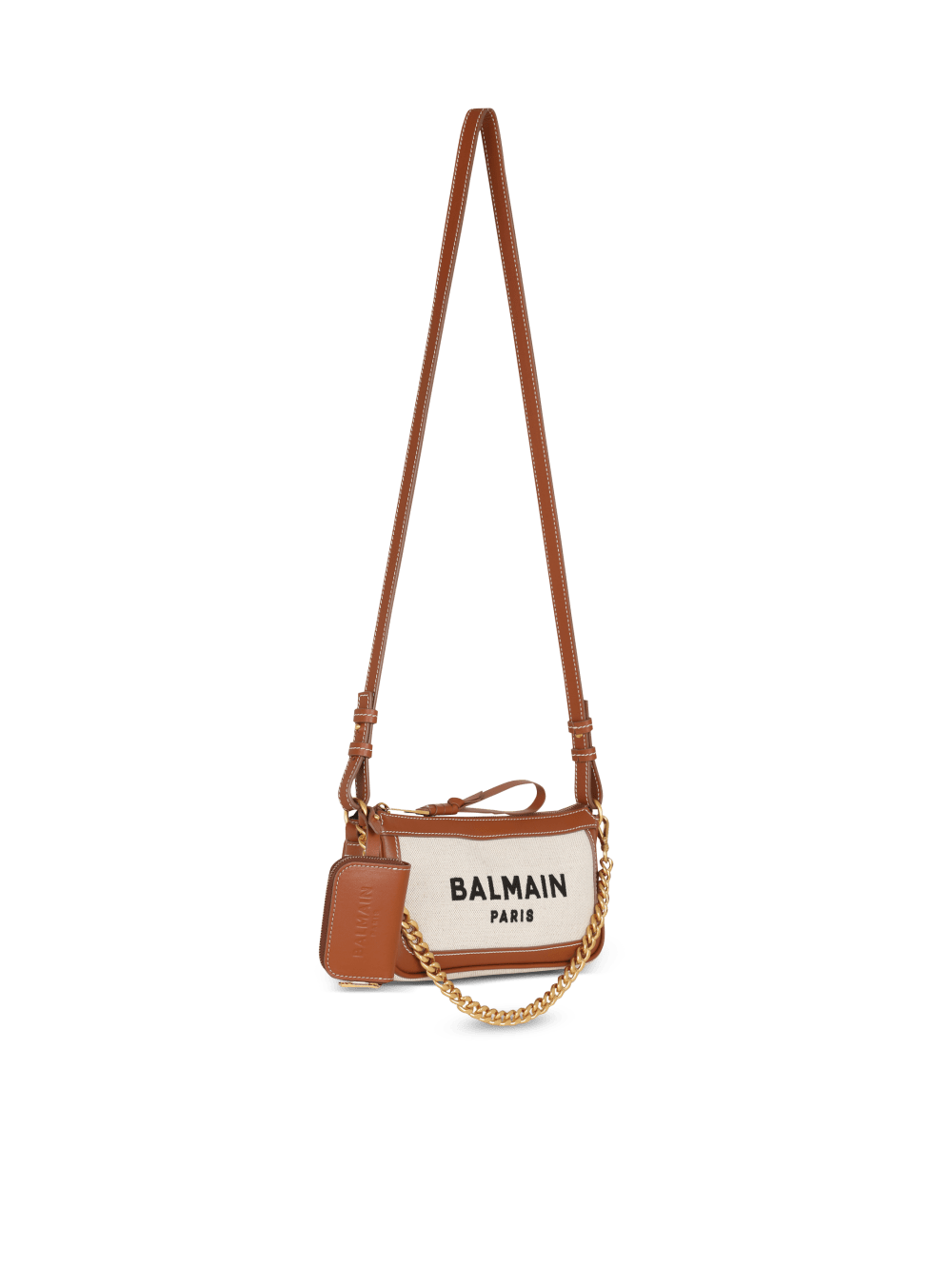 Women's Balmain B-Army Canvas With Leather Inserts Handbag Brown | USA syVhxcaR