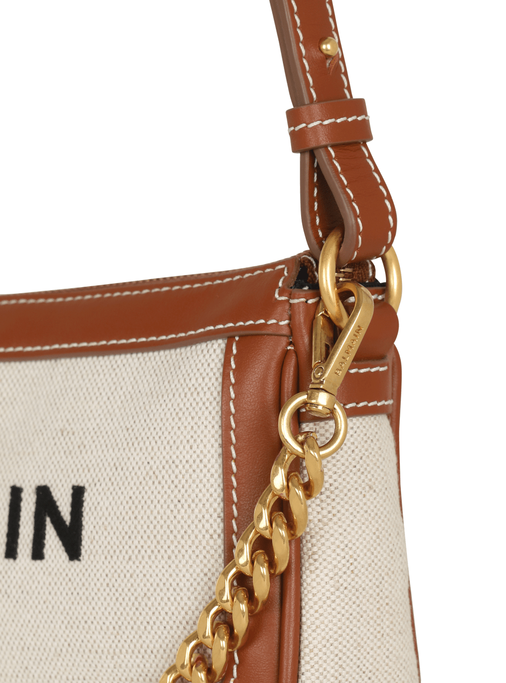 Women's Balmain B-Army Canvas With Leather Inserts Handbag Brown | USA syVhxcaR