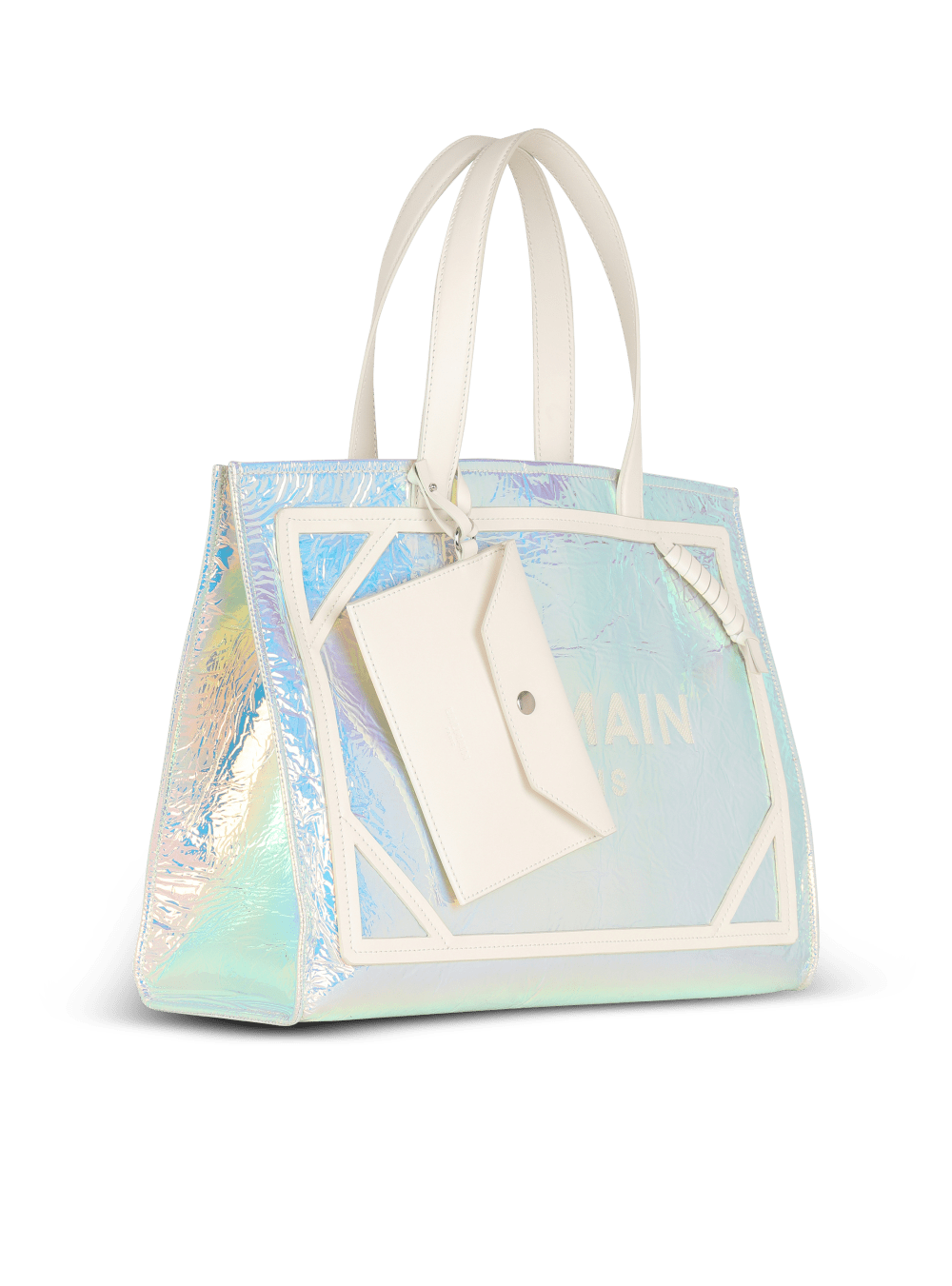 Women's Balmain B-Army Iridescent Leather Shopping Tote Bags Multicolor | USA qO5uxkWC